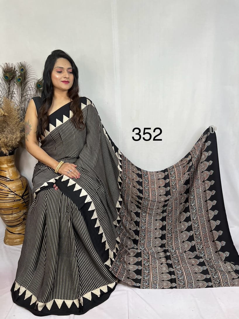 ajrakh hand block print natural dya sarees 